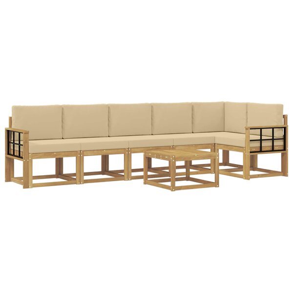 vidaXL Ensemble de canapés d'extérieur 7 pc Blanc et Beige Polyester