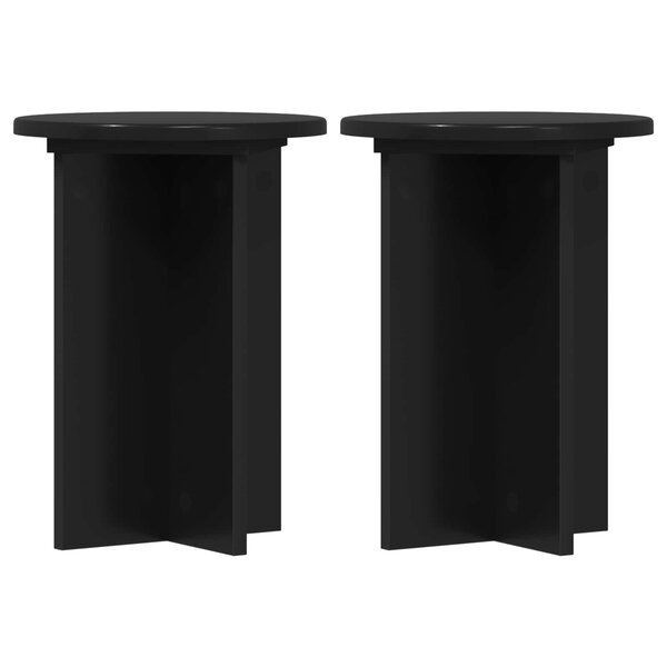 vidaXL Support de Plante 2 pièces Noir Ø29 5 x 40 cm Bois d'ingénierie