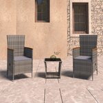 vidaXL Salon de jardin 3 Pièces avec coussins Résine tressée Gris