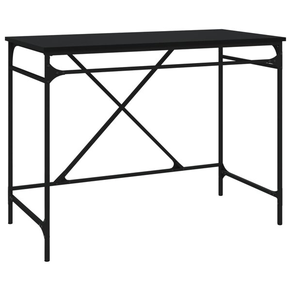 Bureau table poste de travail meuble d'ordinateur informatique étude 100 x 50 x 75 cm bois d'ingénierie et fer noir 02_0023885