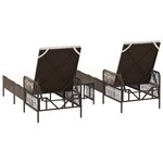 vidaXL Ensemble de chaises longues 3 pièces Marron et crème