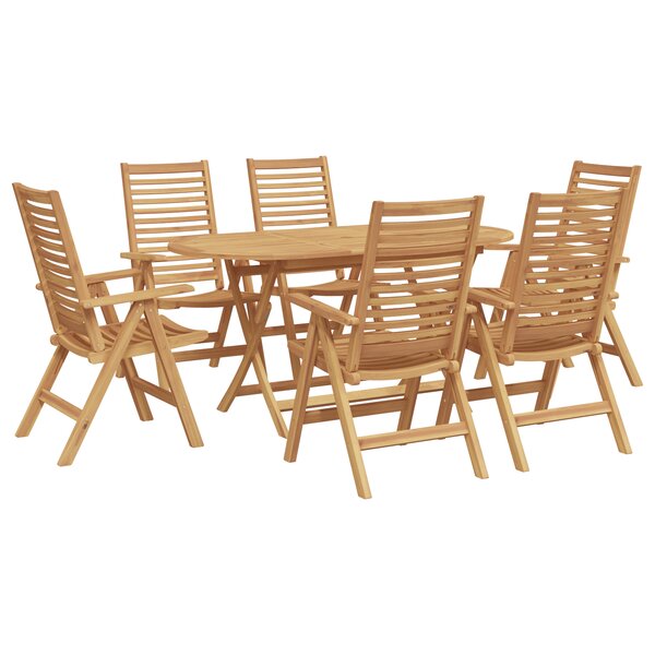 Ensemble de repas de jardin pliant 7 pièces en teck massif vidaXL
