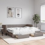vidaXL Lit de jour avec gigogne et tiroirs sans matelas taupe 80x200cm