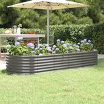 vidaXL Lit surélevé de jardin Acier galvanisé 224x80x36 cm gris