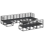 vidaXL Ensemble de canapé de jardin avec coussin 11 Pièces Noir Aluminium