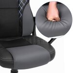 Fauteuil gamer fauteuil de bureau chaise siège avec mécanisme basculant ergonomique dossier en forme de s bon pour la colonne lombaire charge jusqu'à 150 kg PU noir 12_0005918