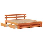 vidaXL Cadre de lit avec tête de lit Brun cire 180 x 200 cm Pin massif