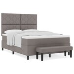 vidaXL Lit à Ressorts avec Matelas & Banc Taupe 140x200 cm Tissu