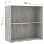 vidaXL Bibliothèque à 2 niveaux gris béton bois d'ingénierie