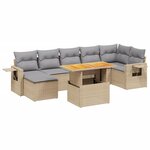 vidaXL Salon de jardin avec coussins 8 Pièces beige résine tressée