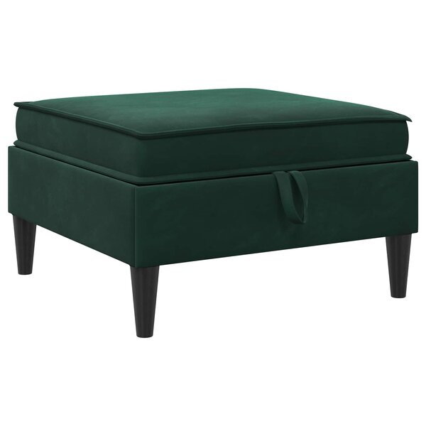 vidaXL Pouf avec Rangement Vert foncé Velours