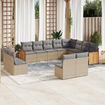 vidaXL Salon de jardin avec coussins 12 Pièces beige résine tressée