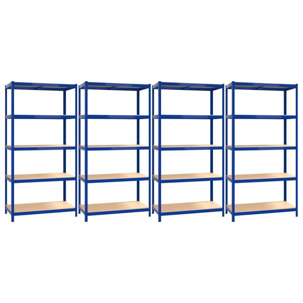 vidaXL Étagères à 5 niveaux 4Pièces Bleu Acier et bois d'ingénierie