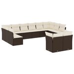 vidaXL Salon de jardin avec coussins 12 Pièces marron résine tressée