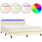vidaXL Sommier tapissier et matelas et LED Crème 160x200 cm Similicuir