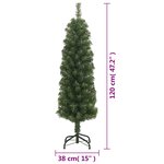 vidaXL Sapin de Noël artificiel mince avec support vert 120 cm PVC