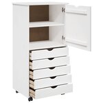 vidaXL Cabinet roulant 53 x 39 x 103 cm Bois de Pin Massif Blanc