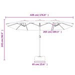 vidaXL Parasol de jardin à double tête rouge bordeaux 449x265 cm