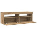 vidaXL Meuble TV avec lumières LED chêne artisanal bois d'ingénierie