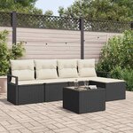 vidaXL Ensemble de canapé de jardin 6 Pièces Noir Poly rotin