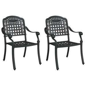 vidaXL Chaise de jardin 2 Pièces Noir 55 x 56 5 x 91cm Aluminium