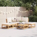 vidaXL Salon de jardin 6 Pièces avec coussins bois d'acacia solide