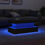 vidaXL Table basse avec lumières LED chêne noir 90x50x40 cm