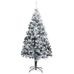 vidaXL Sapin de Noël artificiel avec neige floquée vert 210 cm PVC