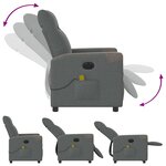 vidaXL Fauteuil inclinable de massage électrique gris foncé tissu