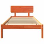 vidaXL Cadre de lit avec tête de lit Brun cire 100 x 200 cm Pin massif