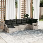 vidaXL Salon de jardin avec coussins 7 Pièces gris clair résine tressée