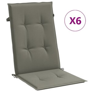 vidaXL Coussins de chaise à dossier haut lot de 6 gris foncé mélangé