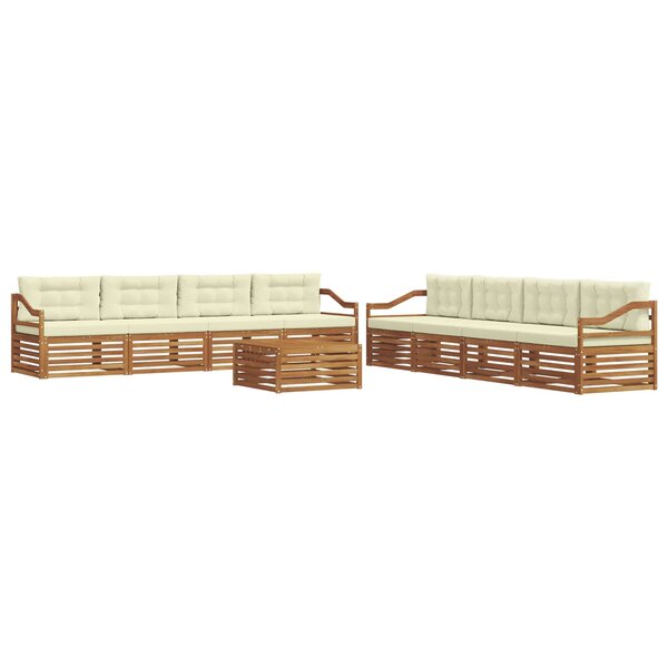 vidaXL Ensemble de canapés d'extérieur 9 pc Naturel et Crème