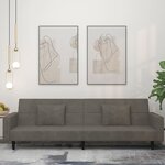 vidaXL Canapé-lit à 2 places avec deux oreillers Gris foncé Velours