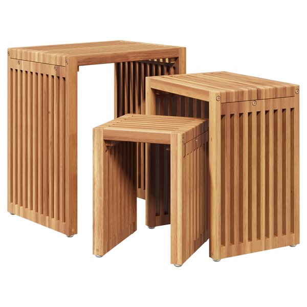 vidaXL Set de Tables Gigognes 3 Pièces en Bois Massif Teck