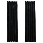 vidaXL Rideaux occultants avec crochets 2 Pièces Velours Noir 140x225 cm
