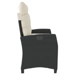 vidaXL Banc inclinable de jardin avec coussins noir résine tressée