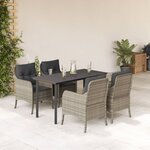 vidaXL Ensemble à manger de jardin et coussins 5 Pièces gris clair rotin