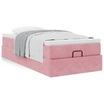 vidaXL Cadre de lit ottoman avec matelas rose 100x200 cm velours