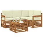 vidaXL Ensemble de canapés d'extérieur 5 Pièces Naturel et Crème