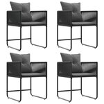 vidaXL Chaises de jardin 4 Pièces Noir et anthracite