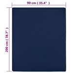 vidaXL Draps-housses Jersey 2 Pièces Bleu marine 90x200 cm Coton