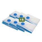 Pack and Move - Lot 6 Housses Rangement Sous Vide - Taille S 50 x 70 cm - Sac de Compression - Vêtements  Pull Hiver - Petit Format - Fermeture Zip