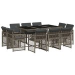 vidaXL Ensemble à manger de jardin 11Pièces avec coussins gris poly rotin