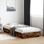 vidaXL Cadre de lit au sol Chêne fumé 80 x 200 cm Bois d'ingénierie