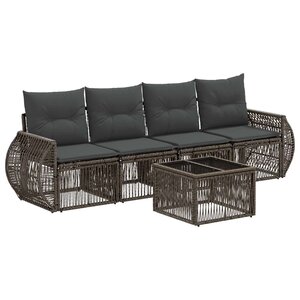 vidaXL Ensemble de canapé de jardin 5 Pièces Gris et Gris foncé polyrotin