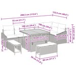 Ensemble de canapé jardin 9 pièces avec coussins Beige Rotin Polyester