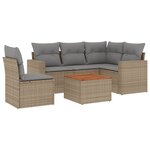 vidaXL Salon de jardin avec coussins 6Pièces mélange beige résine tressée