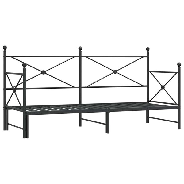 vidaXL Lit de jour avec gigogne sans matelas noir 90x200 cm acier