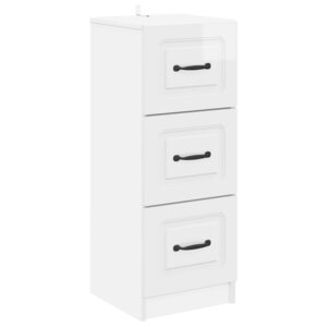 vidaXL Armoire à tiroirs Blanc brillant 33 x 34 5 x 87 cm